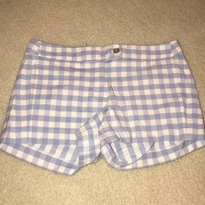 J crew periwinkle plaid stretch shorts